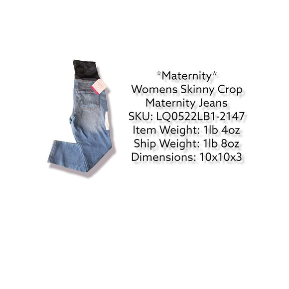 Isabel Maternity Women's Blue Cross Panel Skinny Crop Maternity Jeans - Picture 2 of 7